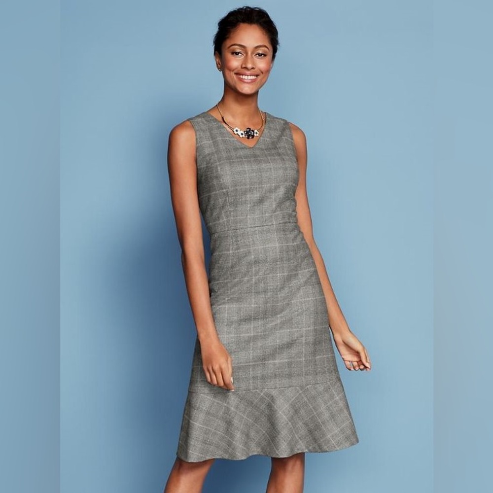 Talbots check flounce hem dress